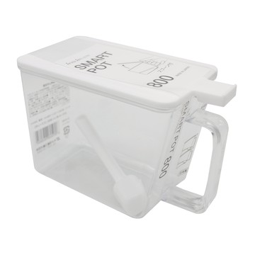 SANADA 單耳透明掀蓋式調味盒 附匙 800ml 廚房調味收納好幫手  白色  1個