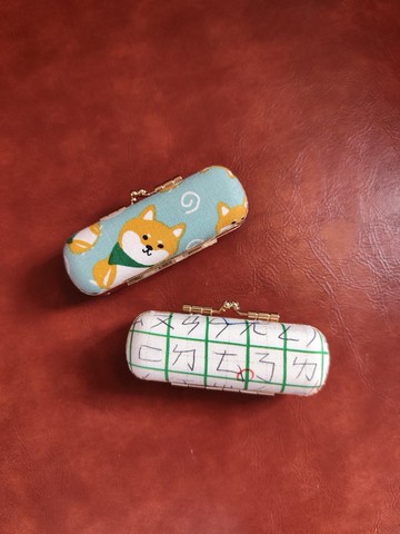 口金印章盒/藍綠柴犬/作業簿