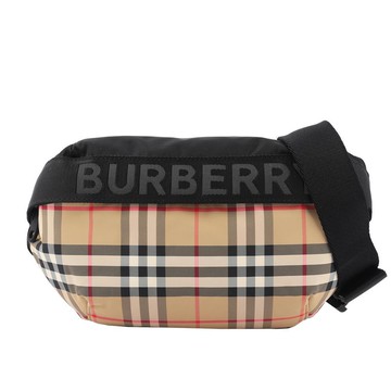BURBERRY 中型 Vintage 格紋及標誌性條紋腰包(典藏米色)