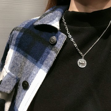 現貨-春季新款百搭韓國鎖骨鏈日韓風大像做舊古銀項鍊朋克嘻哈土酷少女-D99