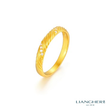 【良和珠寶】天然鑽石螺旋戒指 黃金戒指 足金黃金 古法金(金重:0.68錢±0.01)