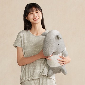 馬來貘側姿靠枕-迷霧灰