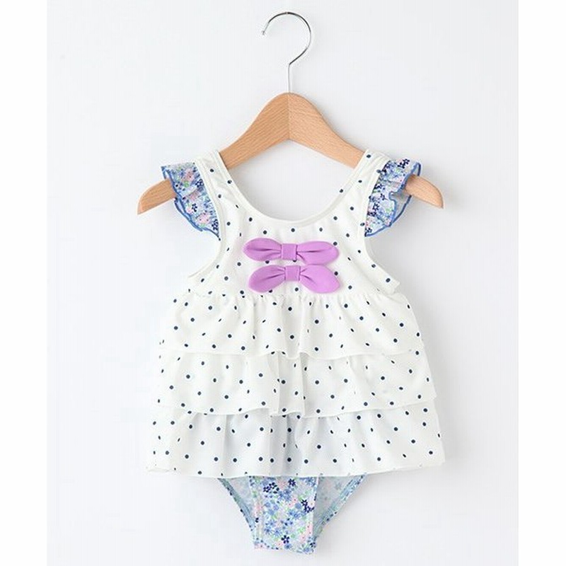 Petit Main プティマイン ドット 花柄フリルつきワンピース水着 通販 Lineポイント最大0 5 Get Lineショッピング