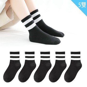 兒童襪子男童襪女童襪短襪學生襪棉襪1/2襪5雙組黑色款14-18cm/16-20cm/20-23cm 35-1012【小品館】