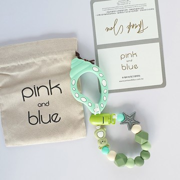 無字 星星 兔子 綠色海螺固齒器 / 客製化奶嘴鏈