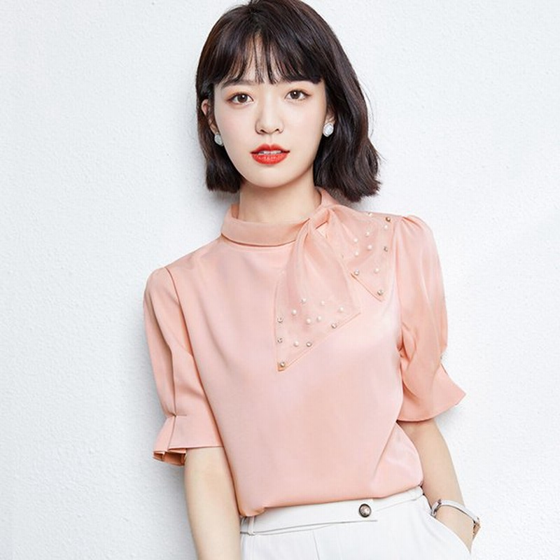 ブラウス レディース 白 オフィス 春夏 おしゃれ 半袖 40代 代 仕事 襟付き トップス シャツ シフォン 蝶結び きれいめ 着痩せ 韓国風 可愛い 大人 上品 通勤 通販 Lineポイント最大0 5 Get Lineショッピング