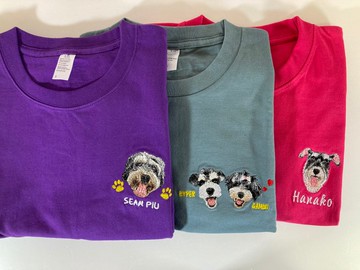 菁繡 特色刺繡款 寵物像真刺繡Tee 男女同款  客製化 送禮