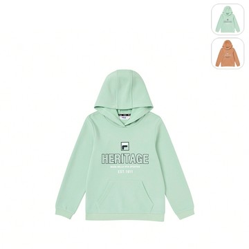 【FILA】KIDS 孩童款 長袖連帽T恤-粉綠 1TEY-8401-LN