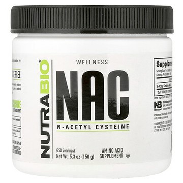 NutraBio, NAC，N-乙醯半胱氨酸，5.3 盎司（150 克）
