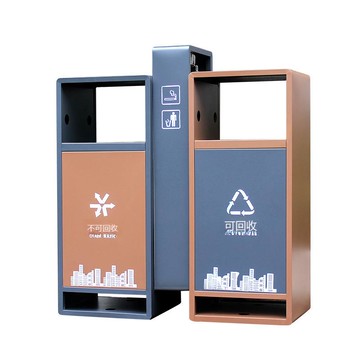 廠家直供環衛分類垃圾桶戶外公園景區街道社區鍍鋅板雙分類垃圾桶[DD080109]