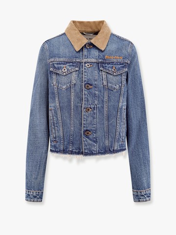 Denim jacket with miu miu embroidery - MIU MIU - gender_Woman