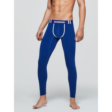 性感低腰囊袋男士秋褲薄絨免穿內褲紅色本命年緊身彈力保暖打底褲