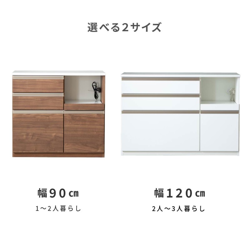 シギヤマ家具 食器棚 120cmキッチンボード カウンター 白 d1106 