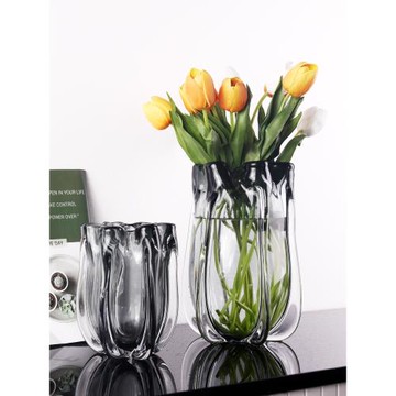 現代簡約大玻璃花瓶擺件餐桌電視柜客廳玄關輕奢高檔琉璃插花花器