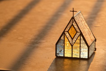 仰望 手工玻璃教堂建築 歐式儲物裝飾氛圍禮品擺件