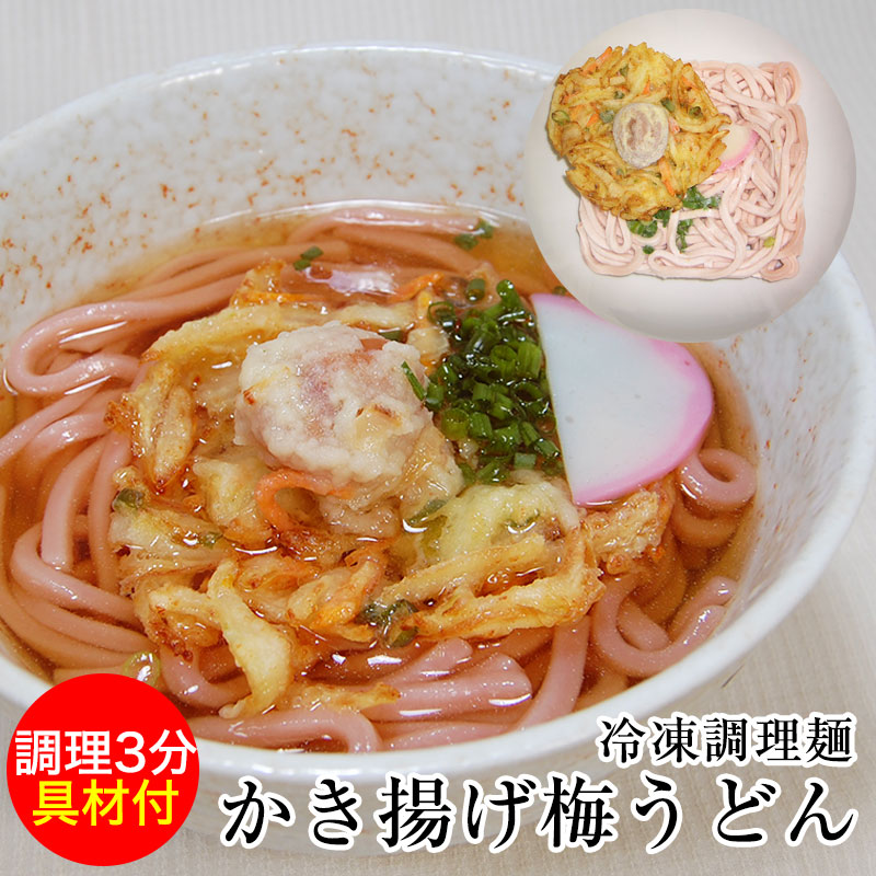 超簡単！スピードクッキング具材付き 冷凍かき揚げ梅うどん麺・スープ・具材付冷凍麺！