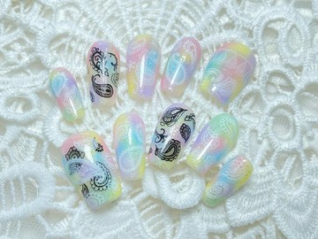 穿戴甲/手工繪製/彩色糖衣變形蟲