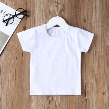 兒童純白色男童夏款衫純棉中大童裝女童短袖t恤棉小孩衣服打底衫