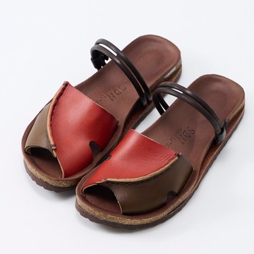 【大尺碼女鞋】拚色旅人兩穿涼鞋(復古撞色/41-42)-西瓜紅【現貨+預購】