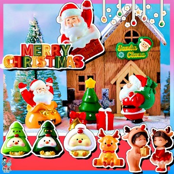 台灣免運出貨【聖誕節 🎅派對】聖誕節禮物 聖誕老公公 雪人麋鹿橇 交換禮物 魚缸造景 水族造景 造景裝飾 園藝造景 魚缸