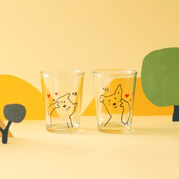 Mao's 樂陶陶 李瑾倫聯名愛貓愛狗玻璃杯組 8.5 x 6.6cm 166ml  透明色  1組