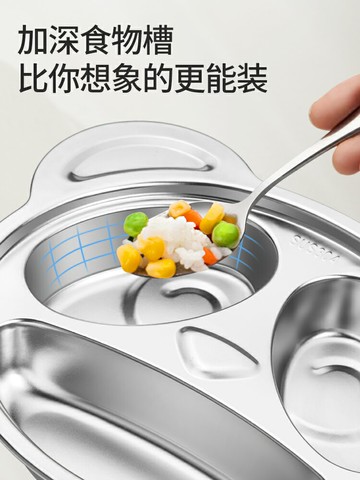 hoomey887不銹鋼分格兒童餐盤男女孩幼兒園寶寶卡通分隔餐具學生