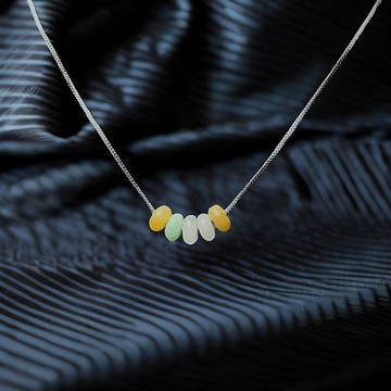 冰種多彩翡翠平安扣項鍊 | 天然緬甸玉翡翠A貨 | 送禮