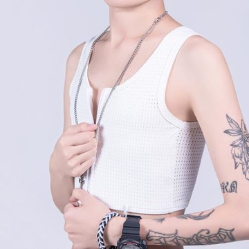 透氣冰絲束胸超平胸大顯小塑胸衣拉鏈掛鉤運動背心女大碼夏