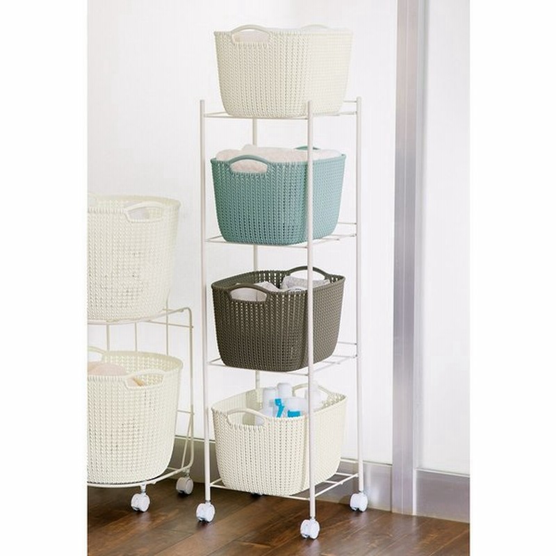 家具 収納 トイレ収納 洗面所収納 3段 カーバー ニット調ランドリーバスケット ランドリーワゴン バスケットセット スクエア用ワゴン 通販 Lineポイント最大0 5 Get Lineショッピング