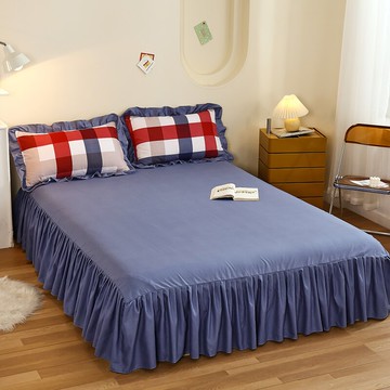 純色床罩床裙式床套單件防塵保護套夏季一對枕套床墊固定防滑