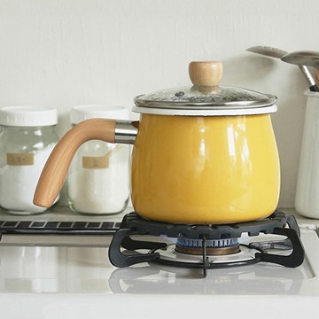 日本霜山 單柄琺瑯牛奶鍋/湯鍋(附玻璃蓋)-1.9L-多色可選