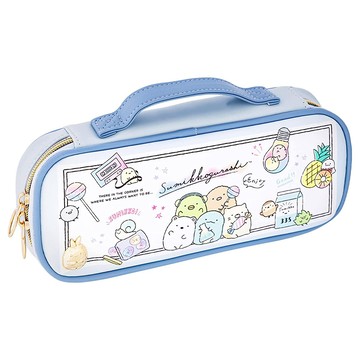 角落生物手提合皮筆袋/藍