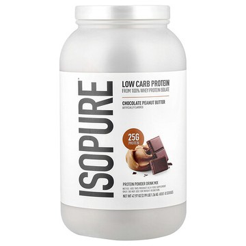 Isopure, IsoPure，蛋白粉，低碳水化合物，巧克力花生醬，3 磅（1.36 千克）