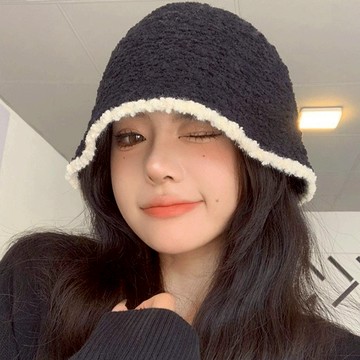 針織帽 包頭帽 漁夫帽 秋冬季ins顯臉小 水桶帽撞色保暖大頭圍護耳 盆帽74163