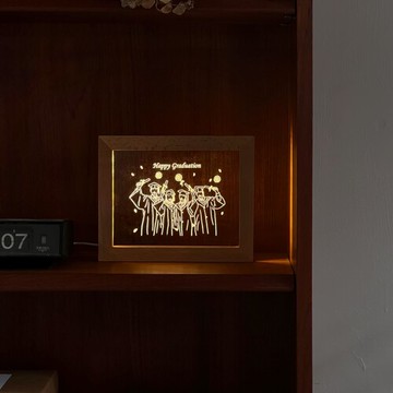 【此木の悠】客製化禮物 暖心夜燈｜實木相框款-圖像款｜含似顏繪/文字設計｜禮物首選