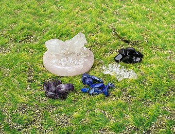 天然精選雙尖鑽石魚眼石x粉晶盤x水晶消磁石凈化充電消磁能量套組