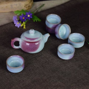禹州神垕新款中式鈞瓷加厚耐熱全手工陶瓷器茶壺杯功夫茶具杯套裝