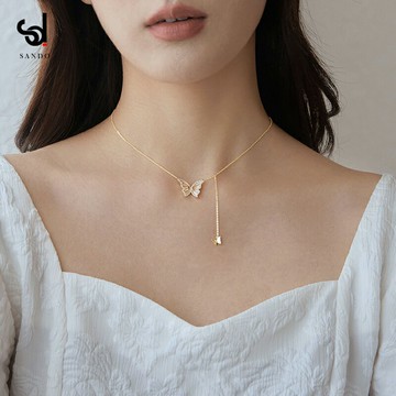 2022春季新款蝴蝶項鏈女鎖骨鏈小眾輕奢高級設計感脖子飾品頸鏈