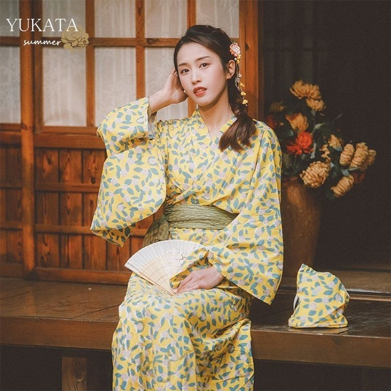 浴衣レディース洗える女性街着お出かけお稽古ショッピング文化祭夏花火髪飾り花柄上品可愛い花見花花柄着物婦人イエロー黄色 通販 Lineポイント最大0 5 Get Lineショッピング