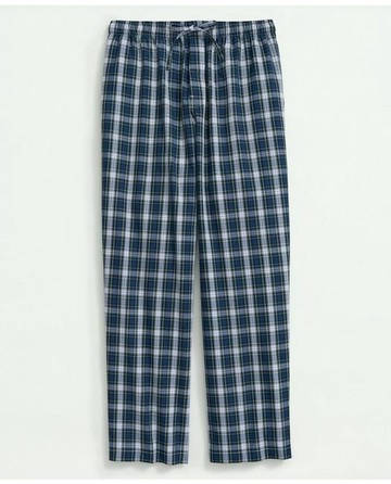 Brooks Brothers Men's Cotton Broadcloth Tartan Lounge Pants | White | Size XL