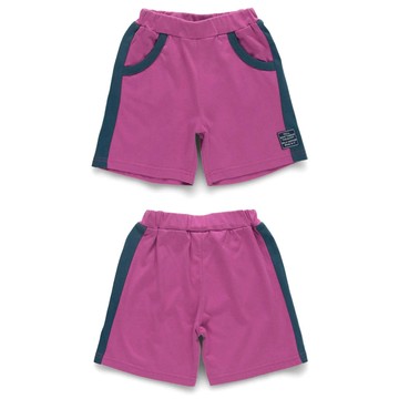 日本 BRANSHES - 接觸涼感 側邊撞色休閒短褲-粉紫