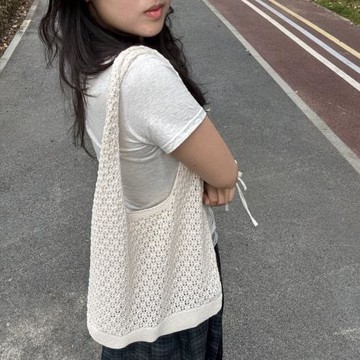 新款跨境針織包大容量女士托特包夏季沙灘包百搭鉤針編織包女