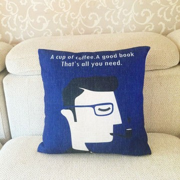 【協貿】簡約加厚亞麻抽菸悠閒男子沙發方形抱枕含芯