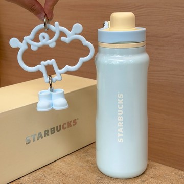 【預購】海外限定 STARBUCKS 星巴克 不鏽鋼 隨行保溫杯配掛件 奶油藍色 630ML 生日快樂 生日禮物