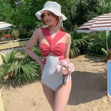 源頭工廠ins風簡約連體泳衣女 日韓性感露背bikini溫泉泳裝比基尼