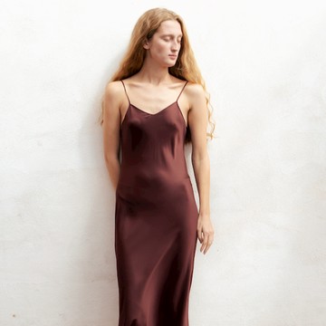 NotJustPajama Timeless經典系列撞色22姆米真絲斜裁吊帶洋裝 - 玫瑰粉-M