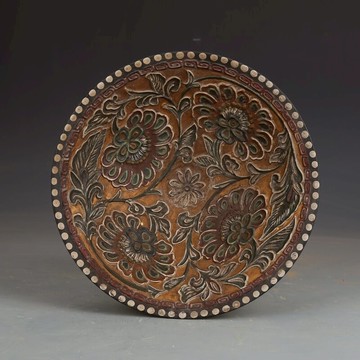 唐三彩雕刻花卉碗仿古瓷器古董古玩收藏品景德鎮瓷器擺件陶瓷玩意