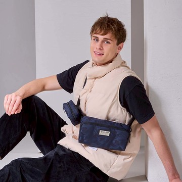 SOLIS 戰地迷彩系列單肩斜挎包-內附收納小包-黑迷彩