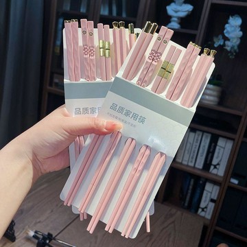 ✨臺灣出貨✨新款筷子家用耐高溫防黴高檔合金粉色少女一人食品級一筷上檔次