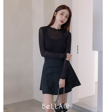 【秋冬新品】BeLLA  捲邊打底衣 黑色